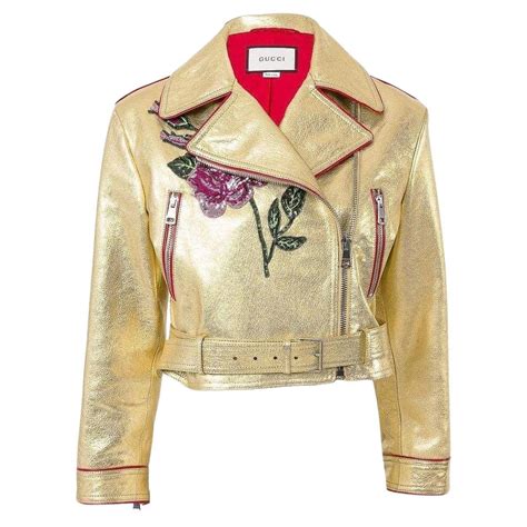 gucci gold biker jacket|Gucci wrap leather jacket.